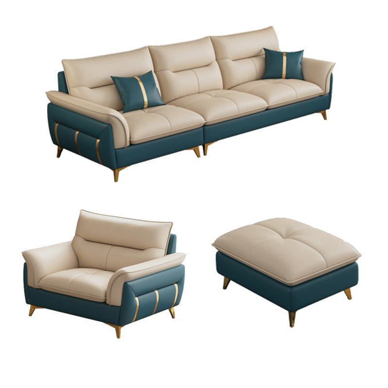 Divano sezionale in pelle autentica da 35,82 "divano ad alta crema con cuscino