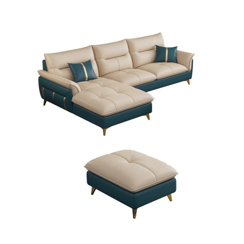 Divano sezionale in pelle autentica da 35,82 "divano ad alta crema con cuscino