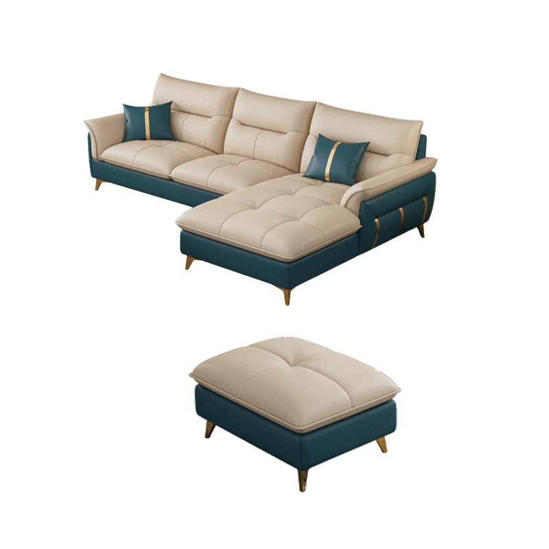 Divano sezionale in pelle autentica da 35,82 "divano ad alta crema con cuscino