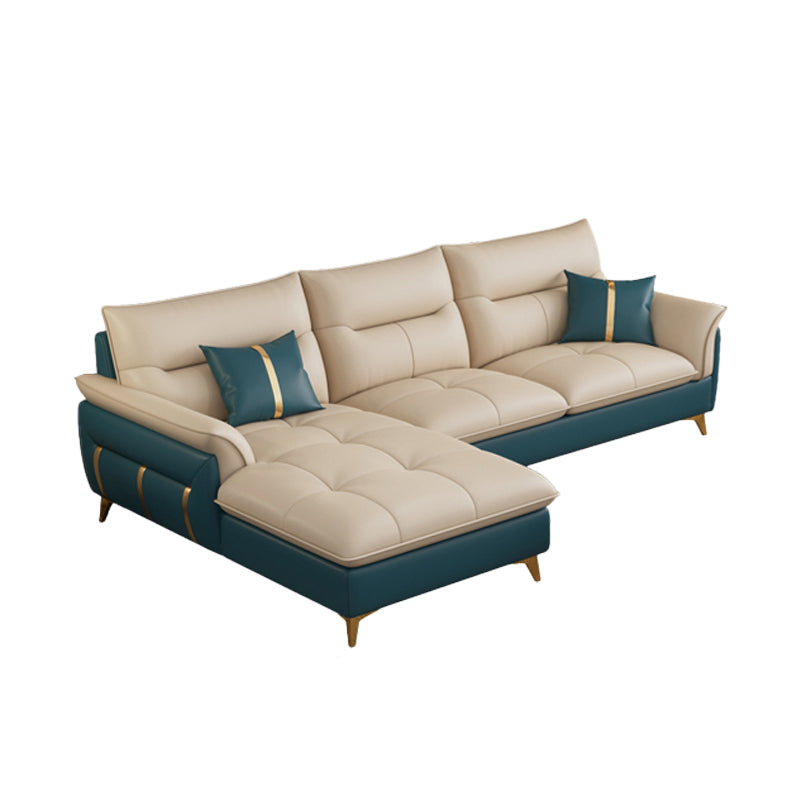 Divano sezionale in pelle autentica da 35,82 "divano ad alta crema con cuscino