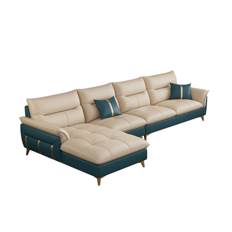 Divano sezionale in pelle autentica da 35,82 "divano ad alta crema con cuscino