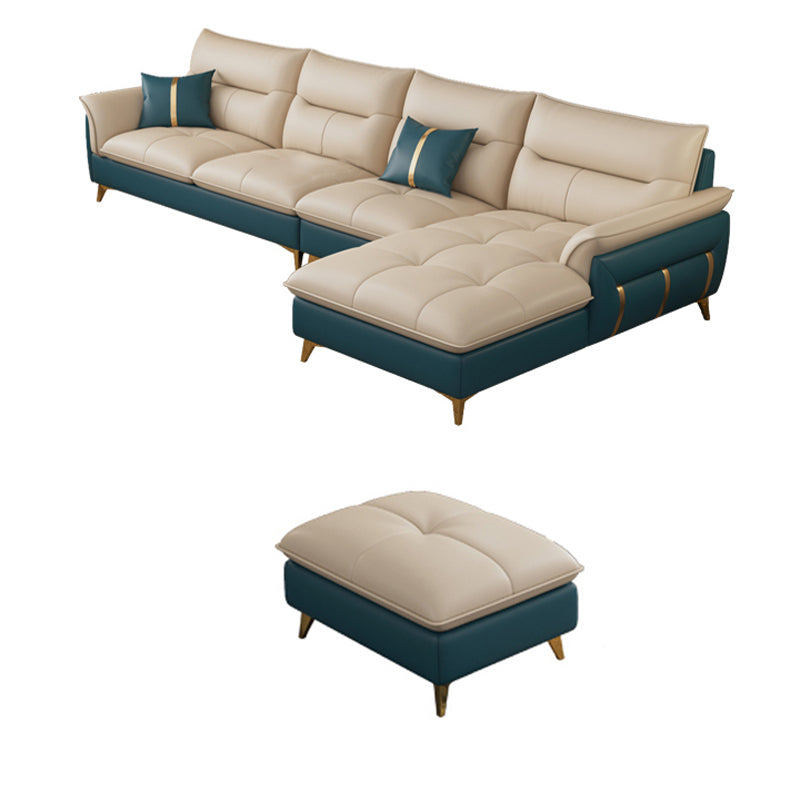 Divano sezionale in pelle autentica da 35,82 "divano ad alta crema con cuscino