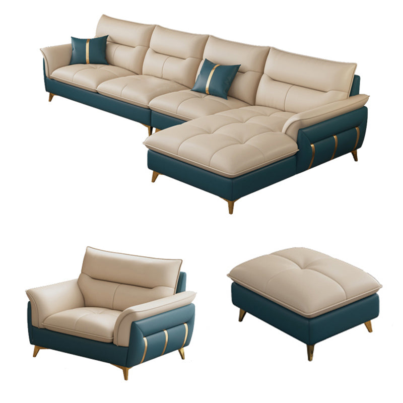 Divano sezionale in pelle autentica da 35,82 "divano ad alta crema con cuscino