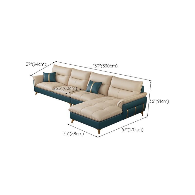 Divano sezionale in pelle autentica da 35,82 "divano ad alta crema con cuscino