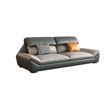 Faux Leather Sectional Sofa Light-grey Stain-Resistant Sofa for Living Room