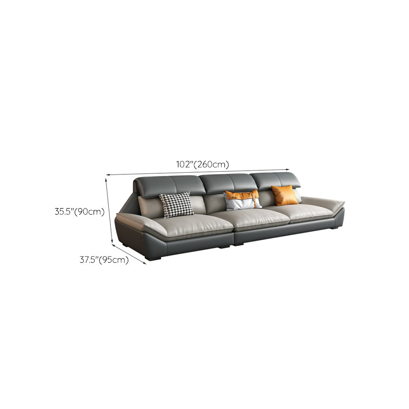 Faux Leather Sectional Sofa Light-grey Stain-Resistant Sofa for Living Room
