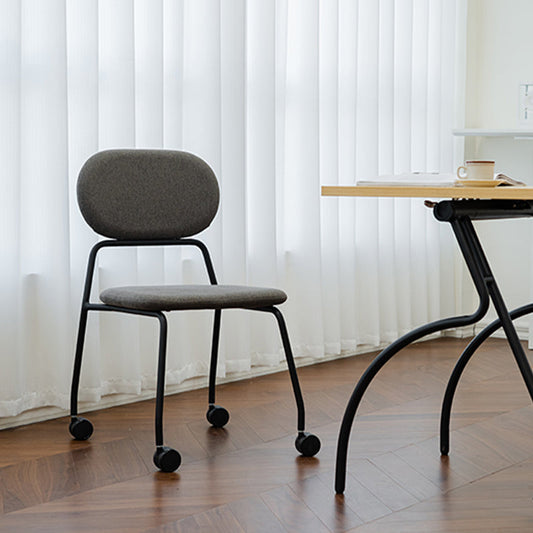 Armless Desk Chair Modern No Distressing Ergonomic Office Chair with Wheels Light Gray 1 Piece