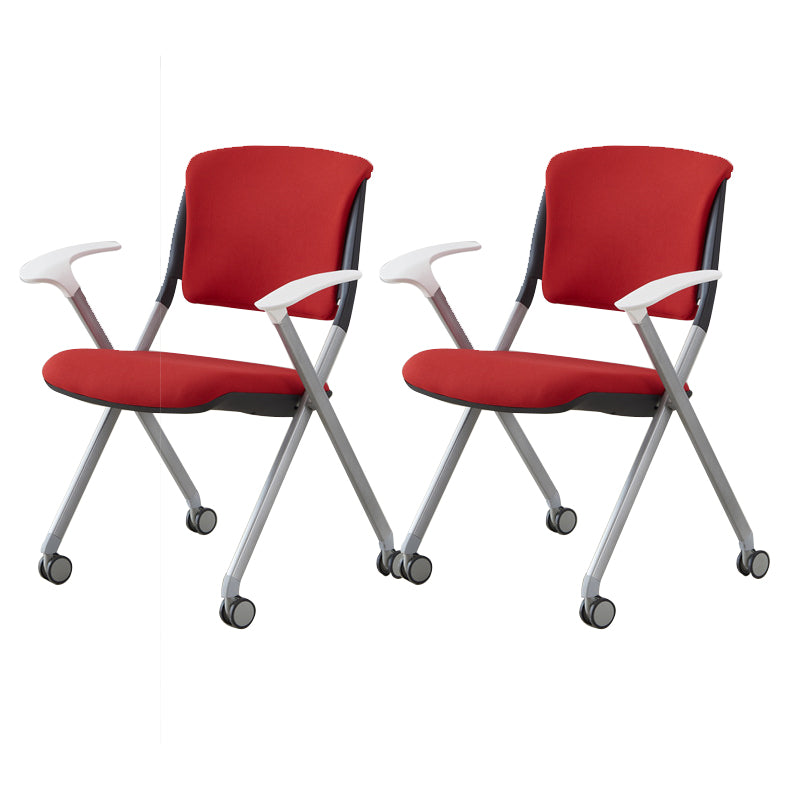 Contemporary Conference Chair Metal Frame Office Chair with Arm Red 2 Piece Set Clearhalo 'furn' 'furn_office_chair' 'Furniture' 'Office Chairs' 'Office Furniture' 'office_chair' 6801070