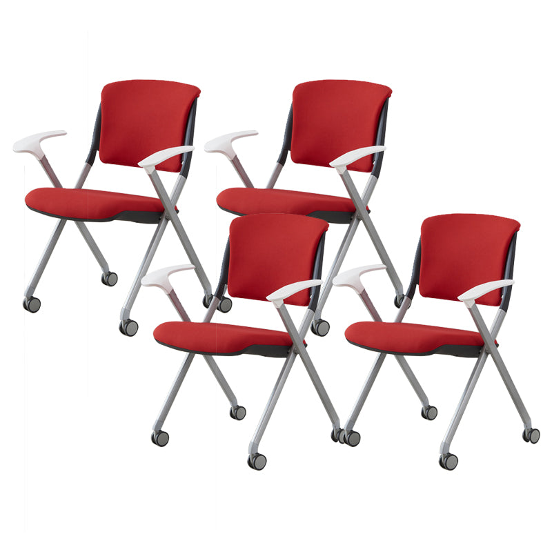 Contemporary Conference Chair Metal Frame Office Chair with Arm Red 4 Piece Set Clearhalo 'furn' 'furn_office_chair' 'Furniture' 'Office Chairs' 'Office Furniture' 'office_chair' 6801072