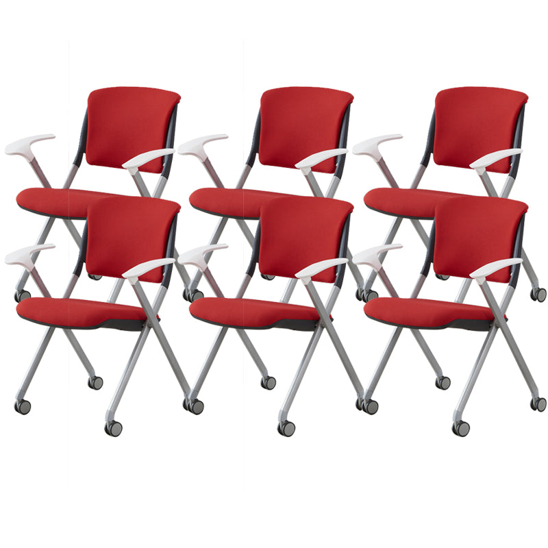 Contemporary Conference Chair Metal Frame Office Chair with Arm Red 6 Piece Set Clearhalo 'furn' 'furn_office_chair' 'Furniture' 'Office Chairs' 'Office Furniture' 'office_chair' 6801073