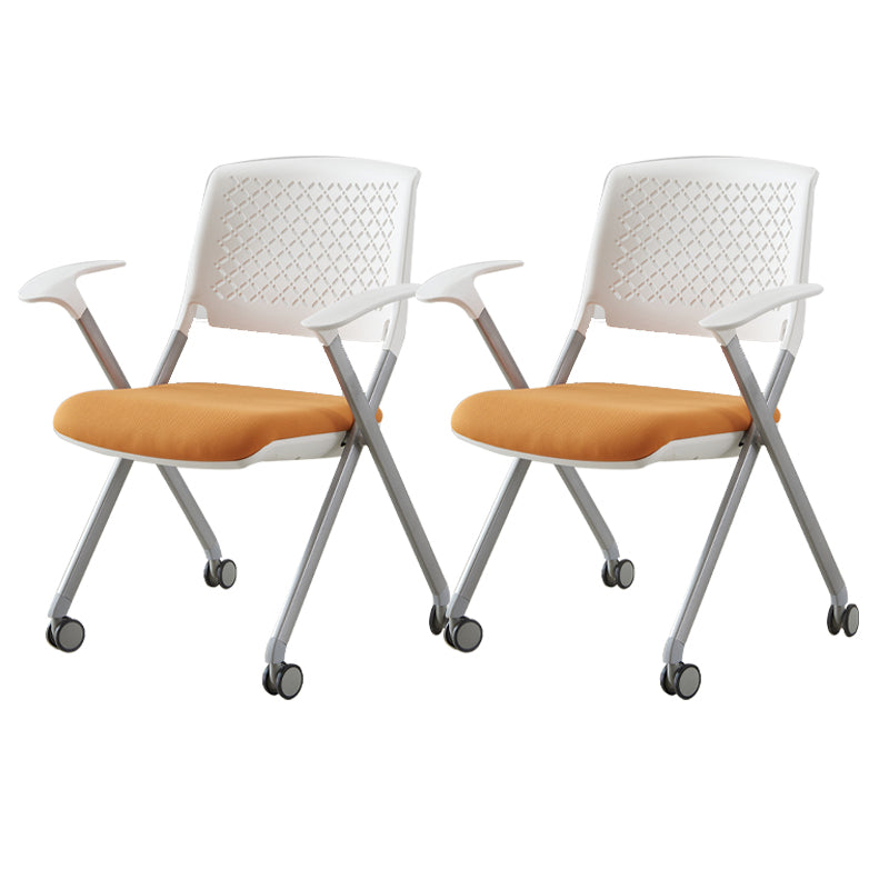 Contemporary Conference Chair Metal Frame Office Chair with Arm White Orange 2 Piece Set Clearhalo 'furn' 'furn_office_chair' 'Furniture' 'Office Chairs' 'Office Furniture' 'office_chair' 6801091