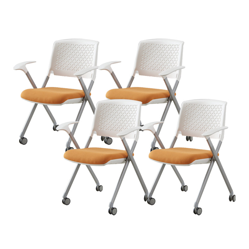 Contemporary Conference Chair Metal Frame Office Chair with Arm White Orange 4 Piece Set Clearhalo 'furn' 'furn_office_chair' 'Furniture' 'Office Chairs' 'Office Furniture' 'office_chair' 6801092