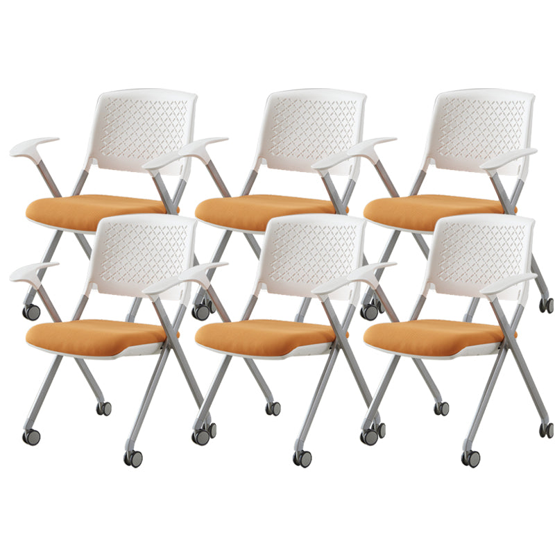 Contemporary Conference Chair Metal Frame Office Chair with Arm White Orange 6 Piece Set Clearhalo 'furn' 'furn_office_chair' 'Furniture' 'Office Chairs' 'Office Furniture' 'office_chair' 6801093