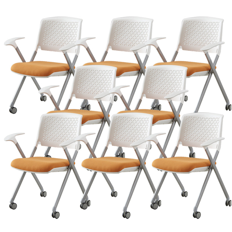 Contemporary Conference Chair Metal Frame Office Chair with Arm White Orange 8 Piece Set Clearhalo 'furn' 'furn_office_chair' 'Furniture' 'Office Chairs' 'Office Furniture' 'office_chair' 6801094