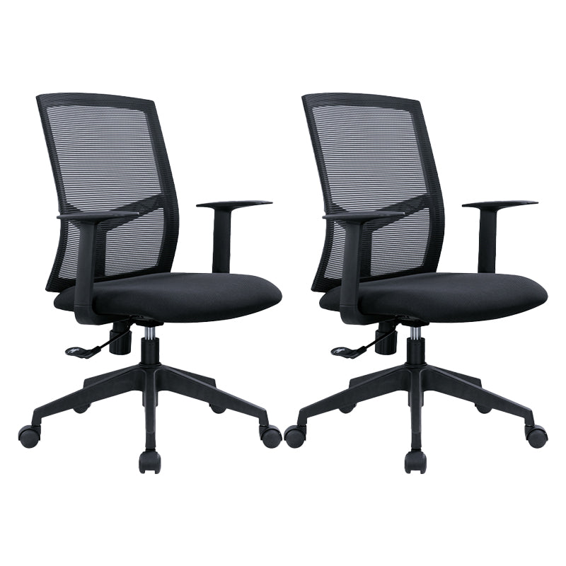 Contemporary Conference Chair Metal Adjustable Seat Height Office Chair with Arm Black 2 Piece Set Clearhalo 'furn' 'furn_office_chair' 'Furniture' 'Office Chairs' 'Office Furniture' 'office_chair' 6801117