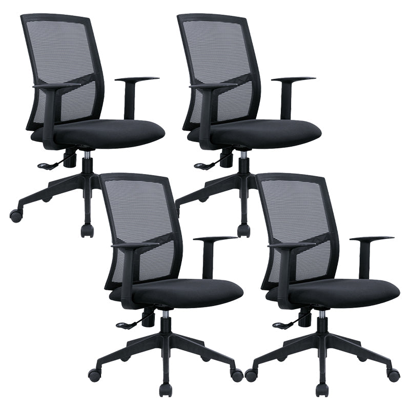 Contemporary Conference Chair Metal Adjustable Seat Height Office Chair with Arm Black 4 Piece Set Clearhalo 'furn' 'furn_office_chair' 'Furniture' 'Office Chairs' 'Office Furniture' 'office_chair' 6801118