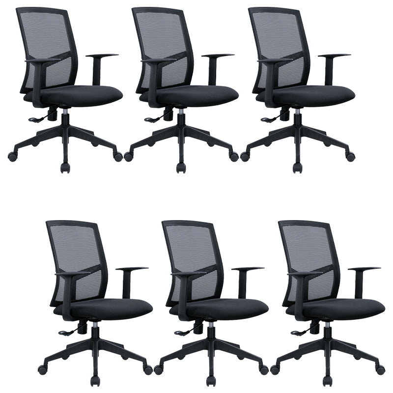 Contemporary Conference Chair Metal Adjustable Seat Height Office Chair with Arm Black 6 Piece Set Clearhalo 'furn' 'furn_office_chair' 'Furniture' 'Office Chairs' 'Office Furniture' 'office_chair' 6801120