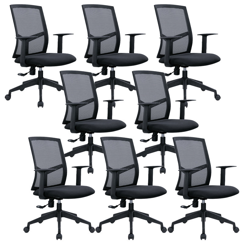 Contemporary Conference Chair Metal Adjustable Seat Height Office Chair with Arm Black 8 Piece Set Clearhalo 'furn' 'furn_office_chair' 'Furniture' 'Office Chairs' 'Office Furniture' 'office_chair' 6801123