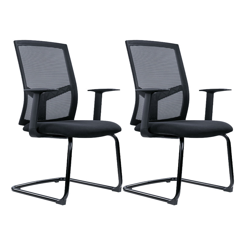 Contemporary Conference Chair Metal Adjustable Seat Height Office Chair with Arm Textured Black 2 Piece Set Clearhalo 'furn' 'furn_office_chair' 'Furniture' 'Office Chairs' 'Office Furniture' 'office_chair' 6801125