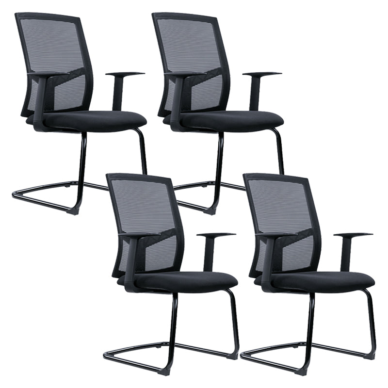 Contemporary Conference Chair Metal Adjustable Seat Height Office Chair with Arm Textured Black 4 Piece Set Clearhalo 'furn' 'furn_office_chair' 'Furniture' 'Office Chairs' 'Office Furniture' 'office_chair' 6801126