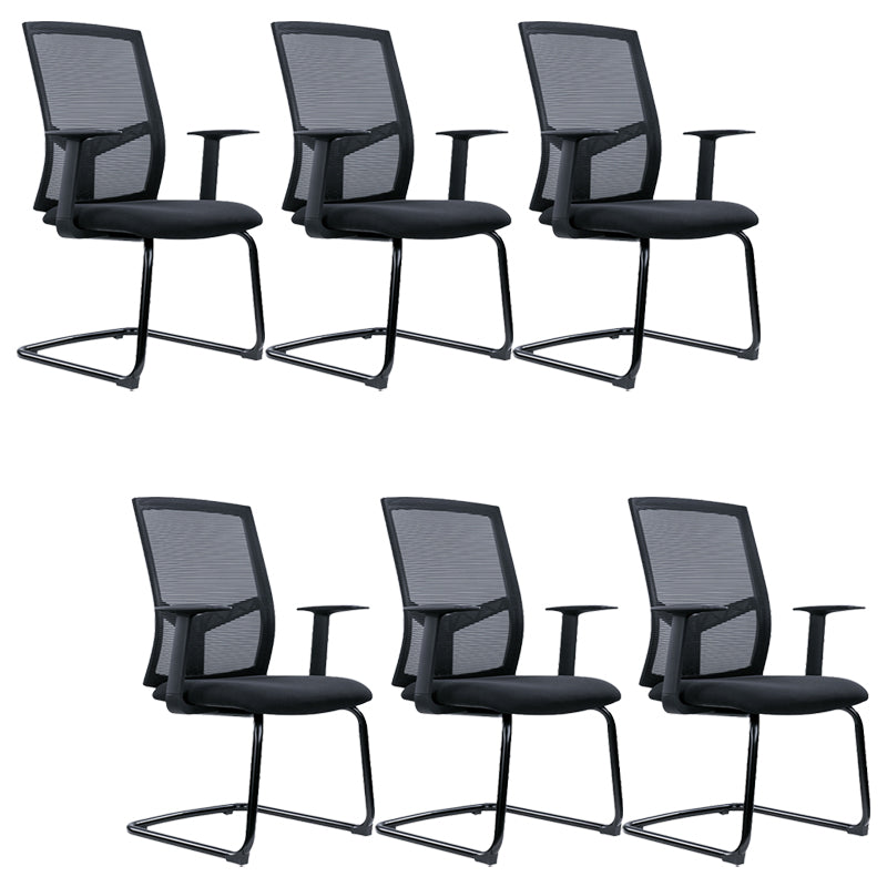 Contemporary Conference Chair Metal Adjustable Seat Height Office Chair with Arm Textured Black 6 Piece Set Clearhalo 'furn' 'furn_office_chair' 'Furniture' 'Office Chairs' 'Office Furniture' 'office_chair' 6801129