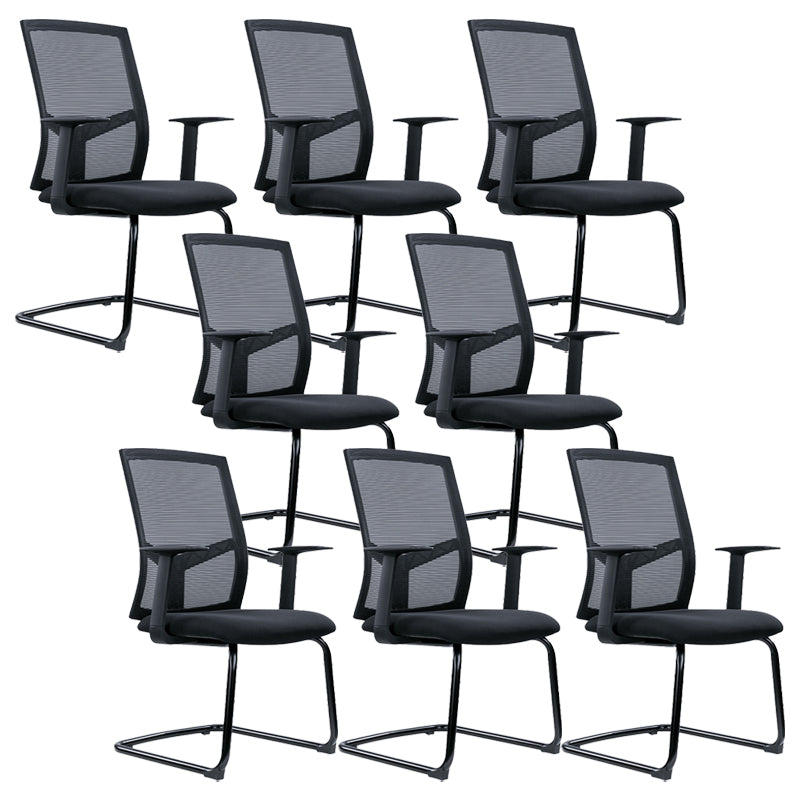 Contemporary Conference Chair Metal Adjustable Seat Height Office Chair with Arm Textured Black 8 Piece Set Clearhalo 'furn' 'furn_office_chair' 'Furniture' 'Office Chairs' 'Office Furniture' 'office_chair' 6801131