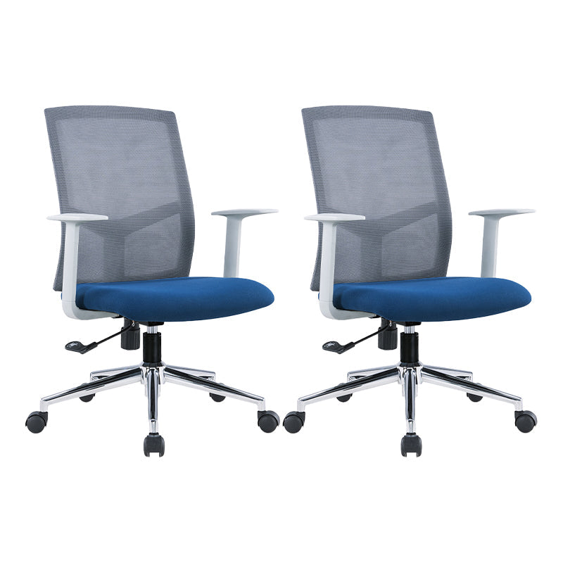 Contemporary Conference Chair Metal Adjustable Seat Height Office Chair with Arm Gray-Blue 2 Piece Set Clearhalo 'furn' 'furn_office_chair' 'Furniture' 'Office Chairs' 'Office Furniture' 'office_chair' 6801133