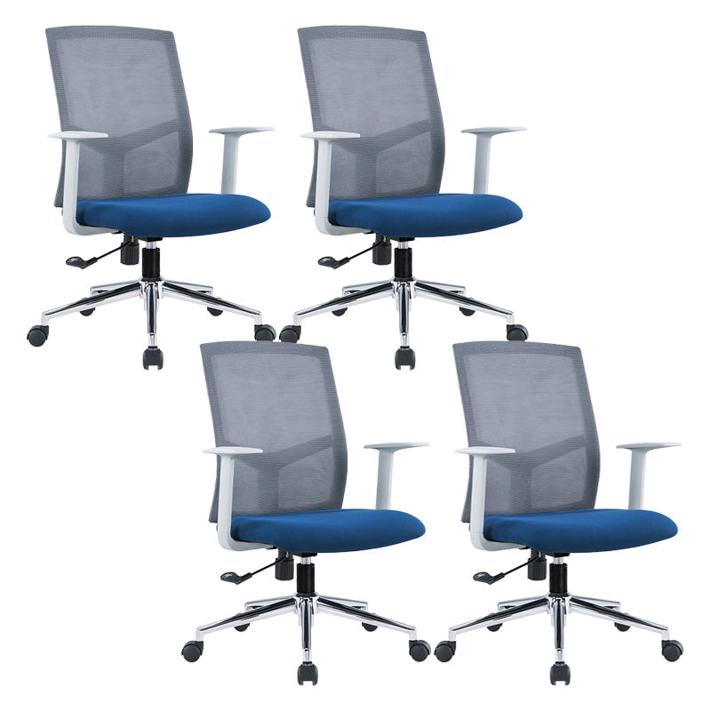 Contemporary Conference Chair Metal Adjustable Seat Height Office Chair with Arm Gray-Blue 4 Piece Set Clearhalo 'furn' 'furn_office_chair' 'Furniture' 'Office Chairs' 'Office Furniture' 'office_chair' 6801135