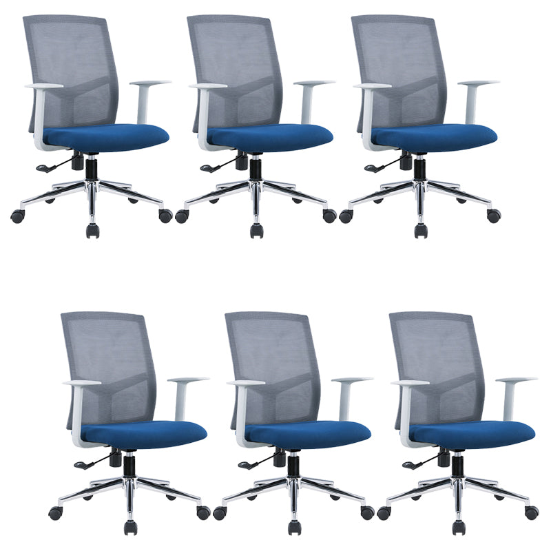 Contemporary Conference Chair Metal Adjustable Seat Height Office Chair with Arm Gray-Blue 6 Piece Set Clearhalo 'furn' 'furn_office_chair' 'Furniture' 'Office Chairs' 'Office Furniture' 'office_chair' 6801136