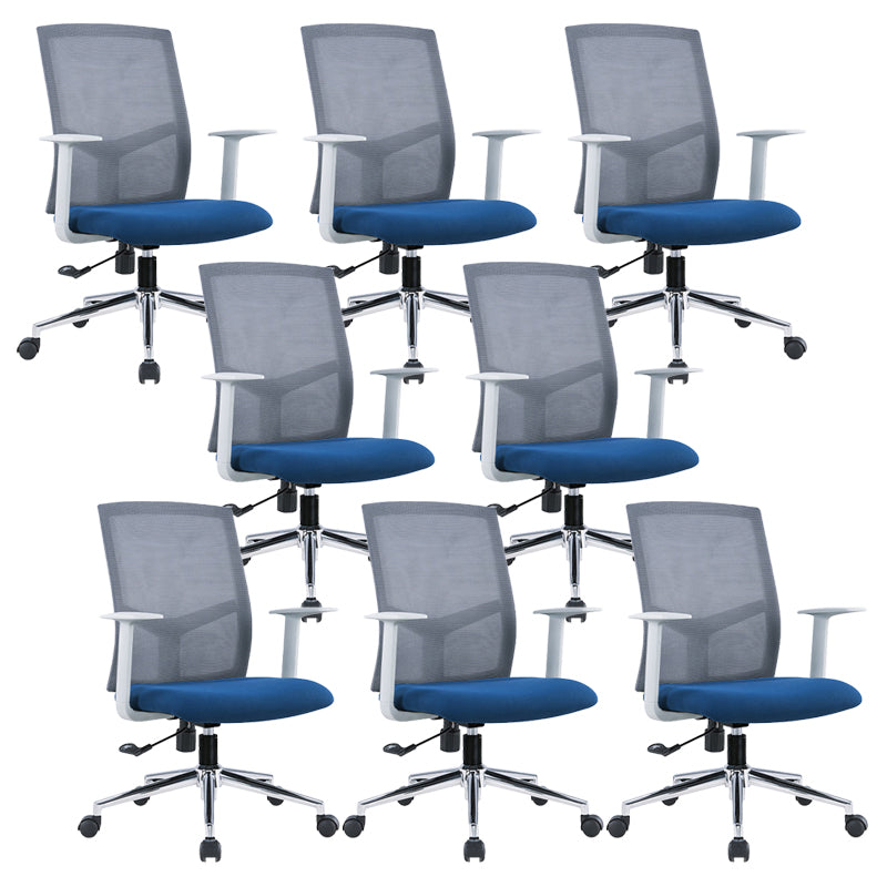 Contemporary Conference Chair Metal Adjustable Seat Height Office Chair with Arm Gray-Blue 8 Piece Set Clearhalo 'furn' 'furn_office_chair' 'Furniture' 'Office Chairs' 'Office Furniture' 'office_chair' 6801138
