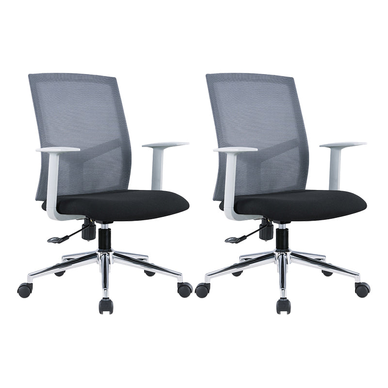 Contemporary Conference Chair Metal Adjustable Seat Height Office Chair with Arm Light Gray-Black 2 Piece Set Clearhalo 'furn' 'furn_office_chair' 'Furniture' 'Office Chairs' 'Office Furniture' 'office_chair' 6801139
