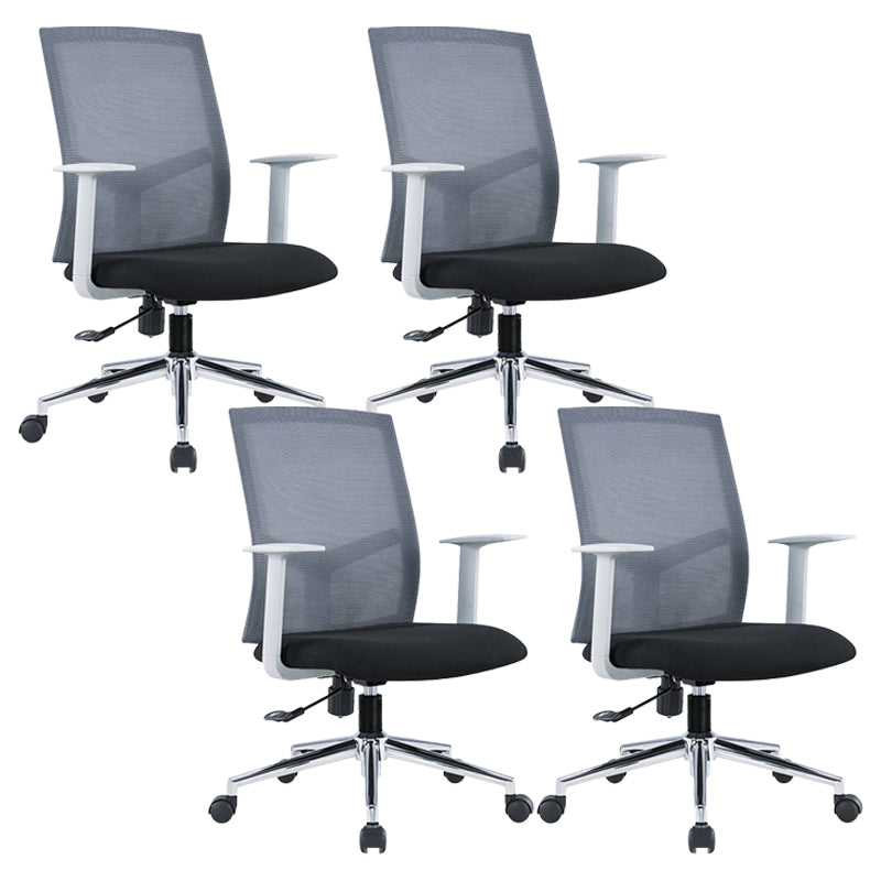 Contemporary Conference Chair Metal Adjustable Seat Height Office Chair with Arm Light Gray-Black 4 Piece Set Clearhalo 'furn' 'furn_office_chair' 'Furniture' 'Office Chairs' 'Office Furniture' 'office_chair' 6801140