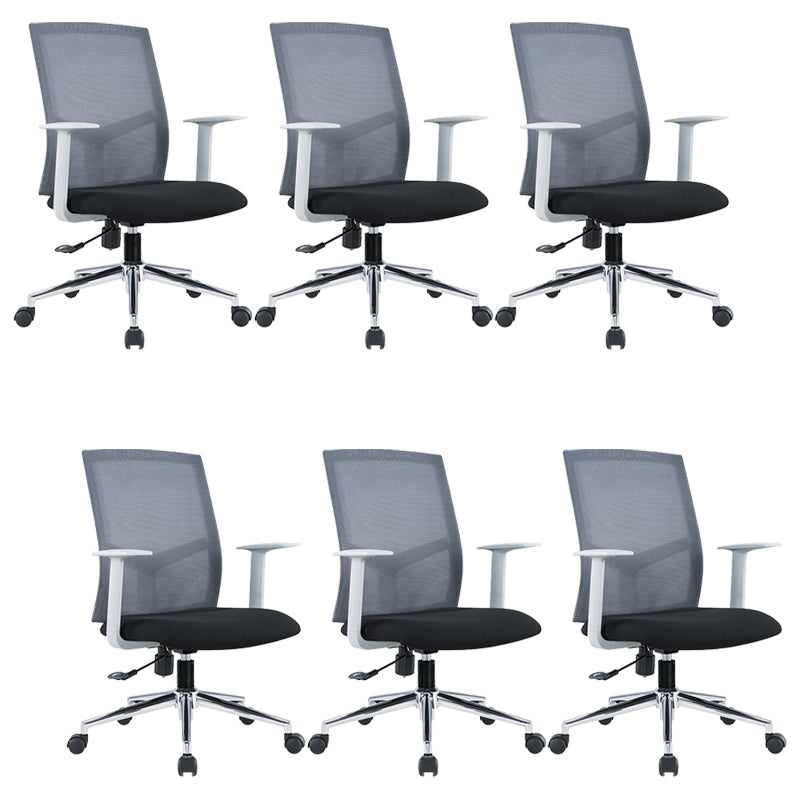 Contemporary Conference Chair Metal Adjustable Seat Height Office Chair with Arm Light Gray-Black 6 Piece Set Clearhalo 'furn' 'furn_office_chair' 'Furniture' 'Office Chairs' 'Office Furniture' 'office_chair' 6801141