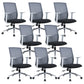 Contemporary Conference Chair Metal Adjustable Seat Height Office Chair with Arm Light Gray-Black 8 Piece Set Clearhalo 'furn' 'furn_office_chair' 'Furniture' 'Office Chairs' 'Office Furniture' 'office_chair' 6801142