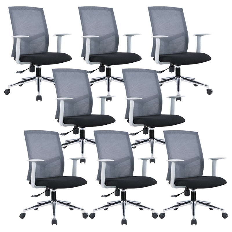 Contemporary Conference Chair Metal Adjustable Seat Height Office Chair with Arm Light Gray-Black 8 Piece Set Clearhalo 'furn' 'furn_office_chair' 'Furniture' 'Office Chairs' 'Office Furniture' 'office_chair' 6801142
