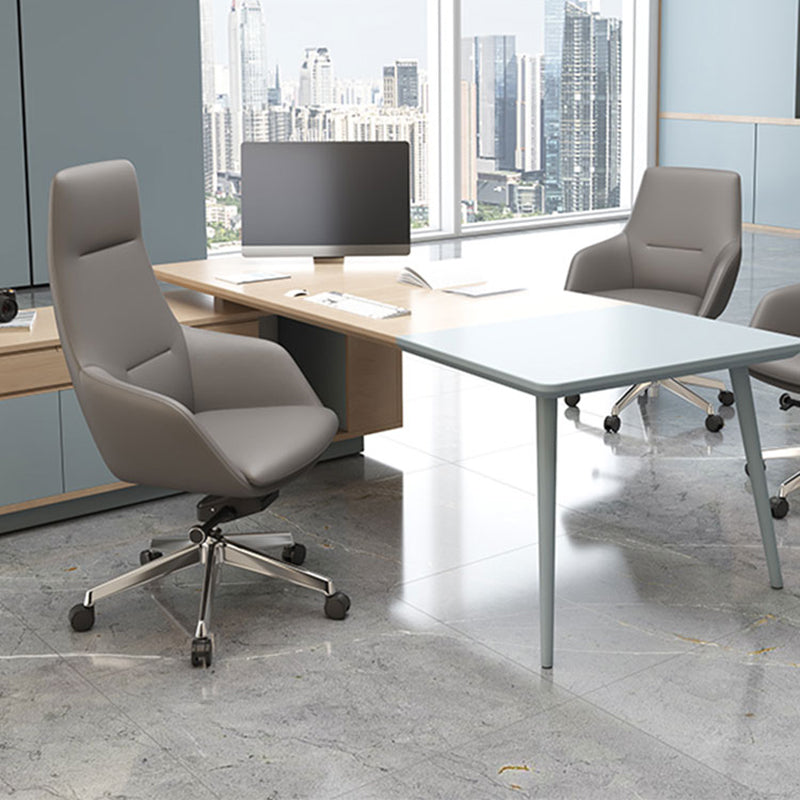 Fixed Arms Modern Desk Chair No Distressing Leather Ergonomic Office Chair with Wheels Clearhalo 'furn' 'furn_office_chair' 'Furniture' 'Office Chairs' 'Office Furniture' 'office_chair' 6801218