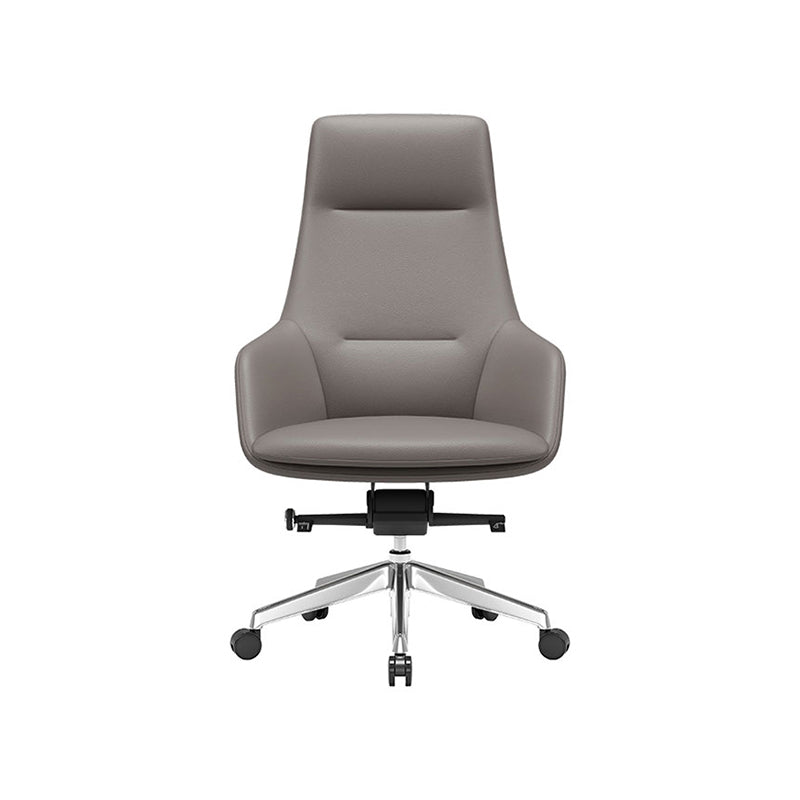 Fixed Arms Modern Desk Chair No Distressing Leather Ergonomic Office Chair with Wheels Clearhalo 'furn' 'furn_office_chair' 'Furniture' 'Office Chairs' 'Office Furniture' 'office_chair' 6801223