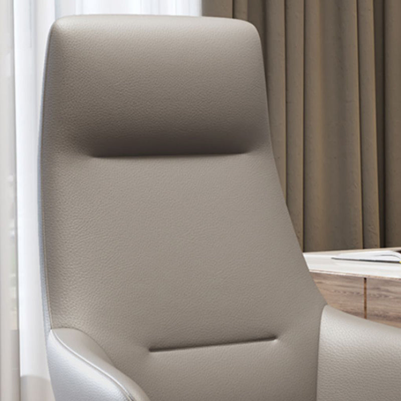 Fixed Arms Modern Desk Chair No Distressing Leather Ergonomic Office Chair with Wheels Clearhalo 'furn' 'furn_office_chair' 'Furniture' 'Office Chairs' 'Office Furniture' 'office_chair' 6801224