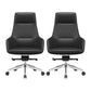Fixed Arms Modern Desk Chair No Distressing Leather Ergonomic Office Chair with Wheels Black 2 Piece Set High-Back (Over 22 in.) Clearhalo 'furn' 'furn_office_chair' 'Furniture' 'Office Chairs' 'Office Furniture' 'office_chair' 6801227