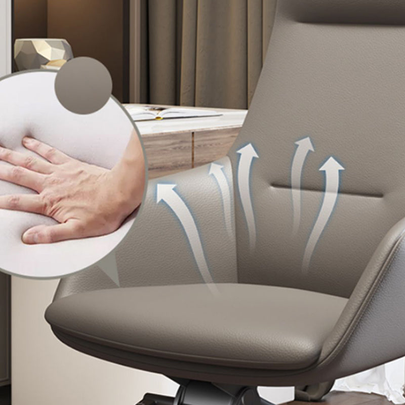 Fixed Arms Modern Desk Chair No Distressing Leather Ergonomic Office Chair with Wheels Clearhalo 'furn' 'furn_office_chair' 'Furniture' 'Office Chairs' 'Office Furniture' 'office_chair' 6801229