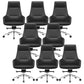 Fixed Arms Modern Desk Chair No Distressing Leather Ergonomic Office Chair with Wheels Black 8 Piece Set High-Back (Over 22 in.) Clearhalo 'furn' 'furn_office_chair' 'Furniture' 'Office Chairs' 'Office Furniture' 'office_chair' 6801232
