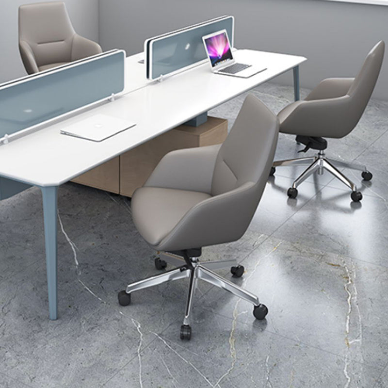 Fixed Arms Modern Desk Chair No Distressing Leather Ergonomic Office Chair with Wheels Clearhalo 'furn' 'furn_office_chair' 'Furniture' 'Office Chairs' 'Office Furniture' 'office_chair' 6801233