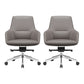 Fixed Arms Modern Desk Chair No Distressing Leather Ergonomic Office Chair with Wheels Grey 2 Piece Set Mid-Back (14-22 in.) Clearhalo 'furn' 'furn_office_chair' 'Furniture' 'Office Chairs' 'Office Furniture' 'office_chair' 6801235
