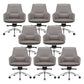 Fixed Arms Modern Desk Chair No Distressing Leather Ergonomic Office Chair with Wheels Grey 8 Piece Set Mid-Back (14-22 in.) Clearhalo 'furn' 'furn_office_chair' 'Furniture' 'Office Chairs' 'Office Furniture' 'office_chair' 6801238