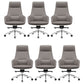 Fixed Arms Modern Desk Chair No Distressing Leather Ergonomic Office Chair with Wheels Grey 6 Piece Set High-Back (Over 22 in.) Clearhalo 'furn' 'furn_office_chair' 'Furniture' 'Office Chairs' 'Office Furniture' 'office_chair' 6801241