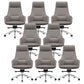 Fixed Arms Modern Desk Chair No Distressing Leather Ergonomic Office Chair with Wheels Grey 8 Piece Set High-Back (Over 22 in.) Clearhalo 'furn' 'furn_office_chair' 'Furniture' 'Office Chairs' 'Office Furniture' 'office_chair' 6801242