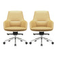 Fixed Arms Modern Desk Chair No Distressing Leather Ergonomic Office Chair with Wheels Yellow 2 Piece Set Mid-Back (14-22 in.) Clearhalo 'furn' 'furn_office_chair' 'Furniture' 'Office Chairs' 'Office Furniture' 'office_chair' 6801244