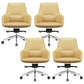 Fixed Arms Modern Desk Chair No Distressing Leather Ergonomic Office Chair with Wheels Yellow 4 Piece Set Mid-Back (14-22 in.) Clearhalo 'furn' 'furn_office_chair' 'Furniture' 'Office Chairs' 'Office Furniture' 'office_chair' 6801245