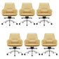 Fixed Arms Modern Desk Chair No Distressing Leather Ergonomic Office Chair with Wheels Yellow 6 Piece Set Mid-Back (14-22 in.) Clearhalo 'furn' 'furn_office_chair' 'Furniture' 'Office Chairs' 'Office Furniture' 'office_chair' 6801246