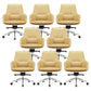Fixed Arms Modern Desk Chair No Distressing Leather Ergonomic Office Chair with Wheels Yellow 8 Piece Set Mid-Back (14-22 in.) Clearhalo 'furn' 'furn_office_chair' 'Furniture' 'Office Chairs' 'Office Furniture' 'office_chair' 6801247